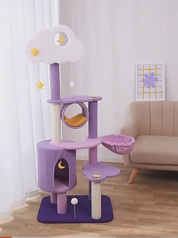 1.65m Star & Moon Cat Tree Tower Scratcher Scratching Post Condo House