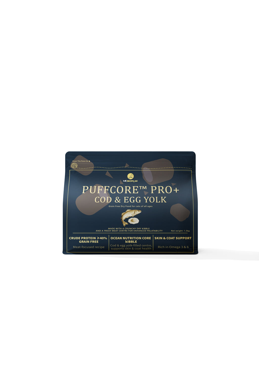 Center-Filled Cat Dry Food | Cod & Egg Yolk | PUFFCORE™ PRO+