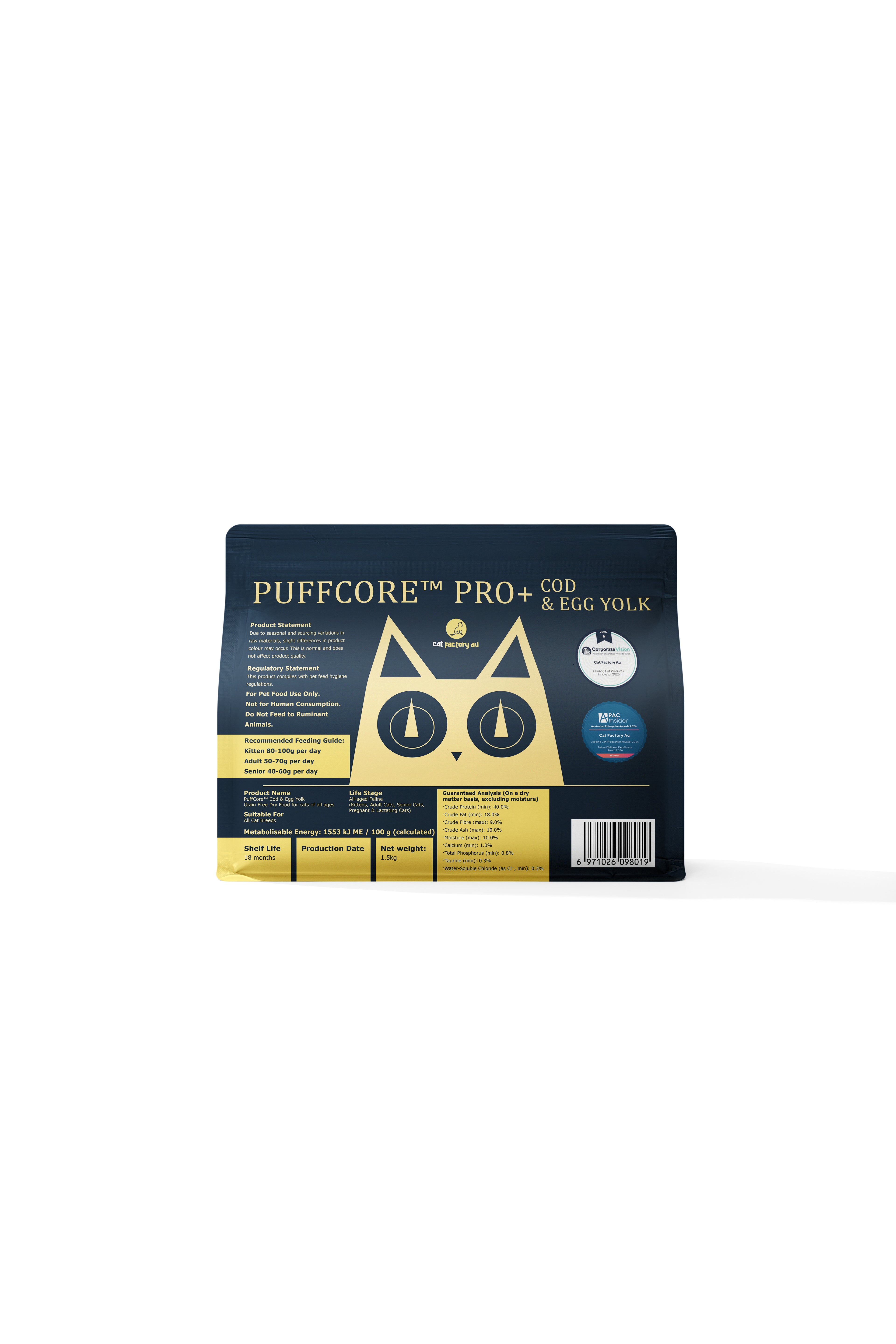 Center-Filled Cat Dry Food | Cod & Egg Yolk | PUFFCORE™ PRO+