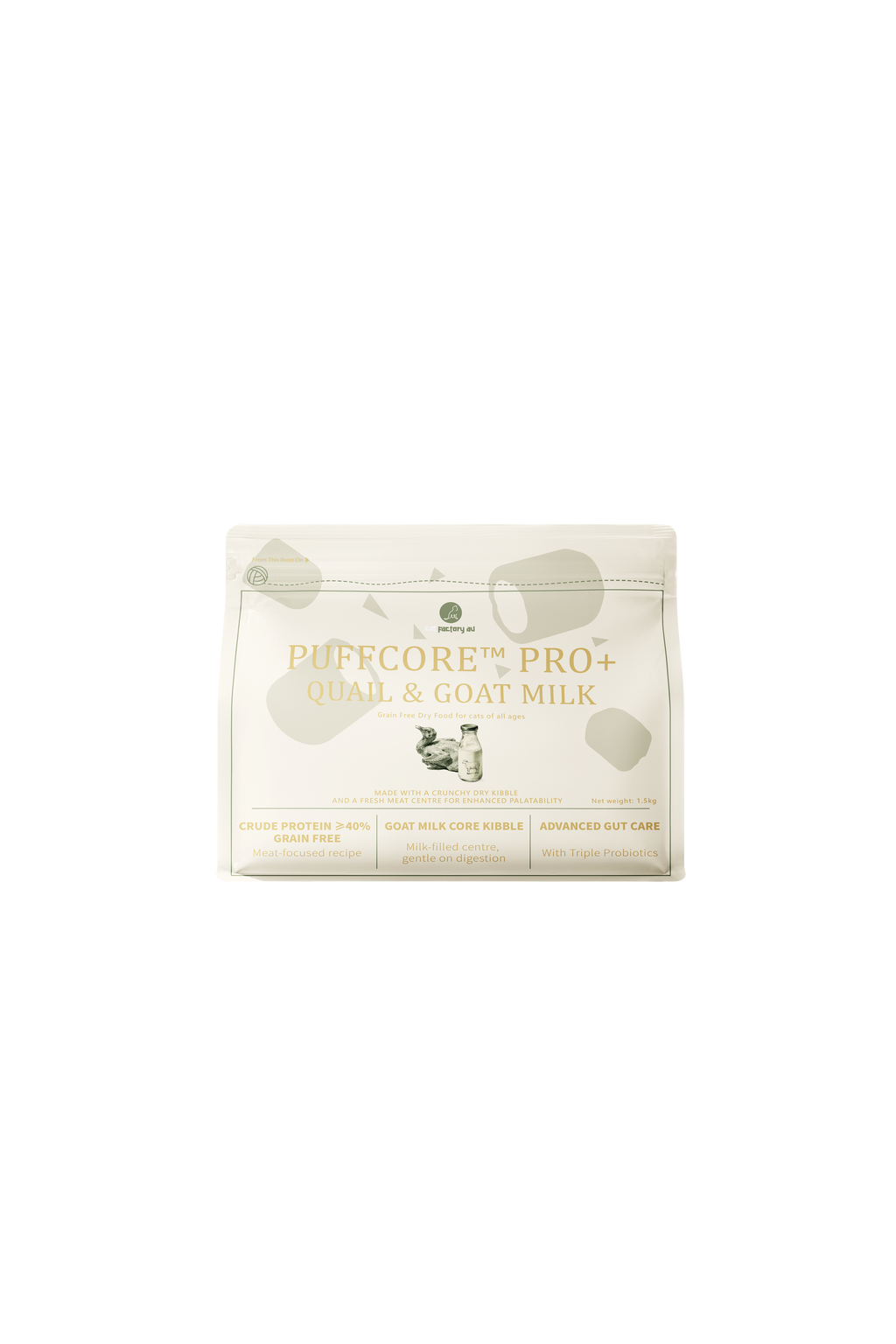 Center-Filled Cat Dry Food | Quail & Goat Milk | PUFFCORE™ PRO+