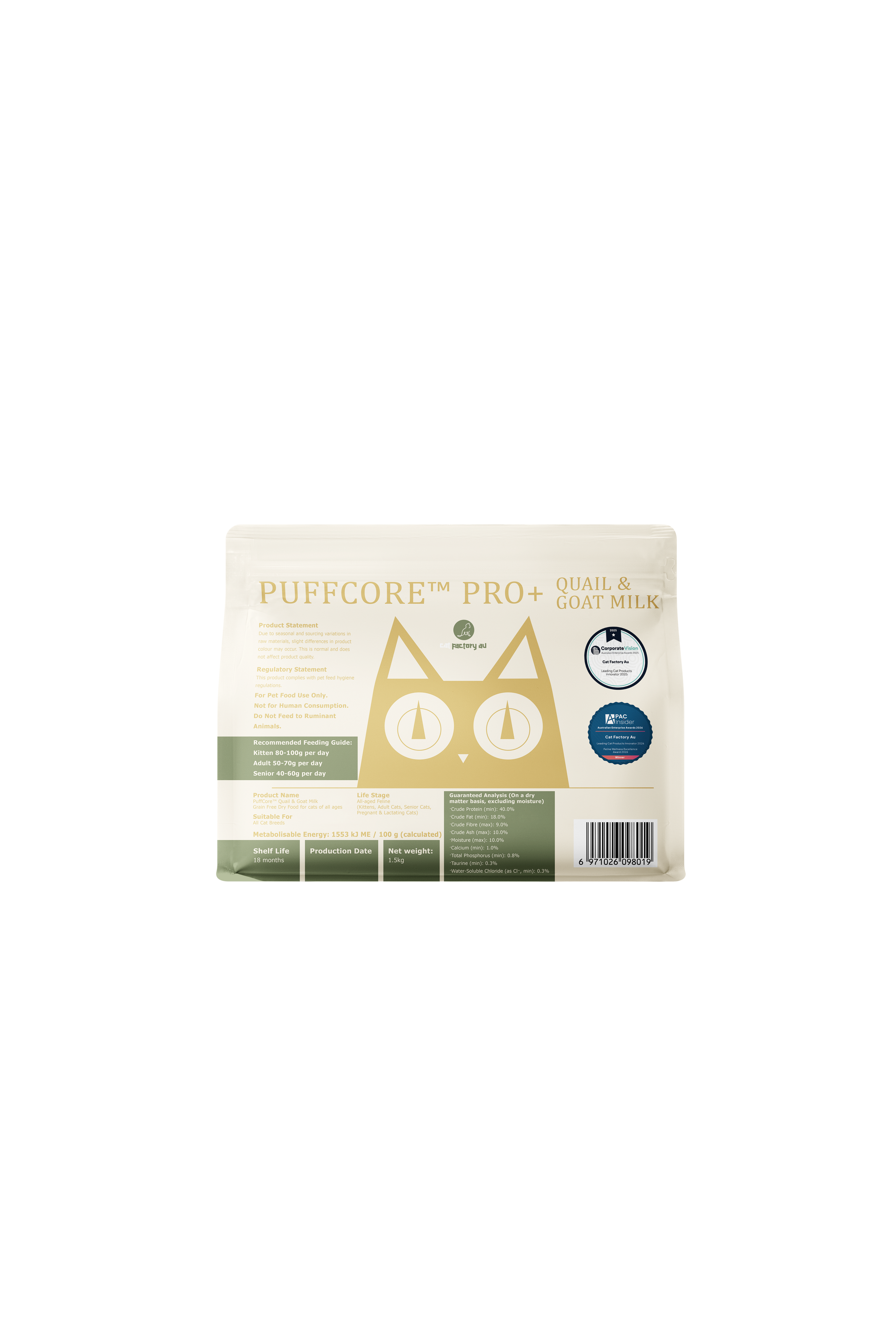 Center-Filled Cat Dry Food | Quail & Goat Milk | PUFFCORE™ PRO+