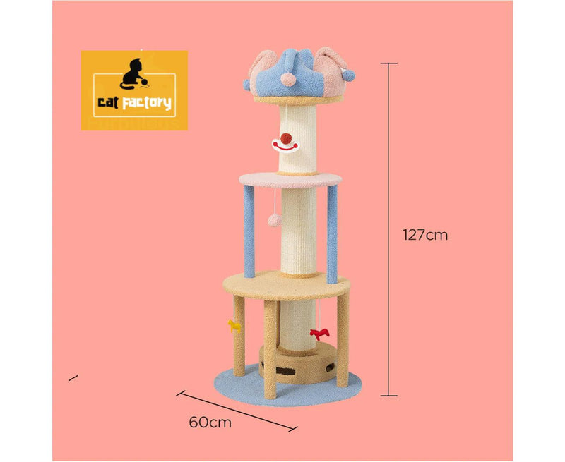 1.27m Cat Tower Climbing Tree and Multi Level Scratching Post Circus Style - Cat Factory Au