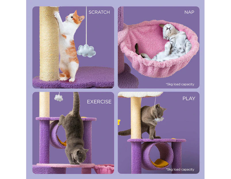 1.5m Cat Tree Scratching Post and Adventure Cat Tower - Star and Moon - Cat Factory Au