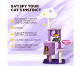 1.5m Cat Tree Scratching Post and Adventure Cat Tower - Star and Moon - Cat Factory Au