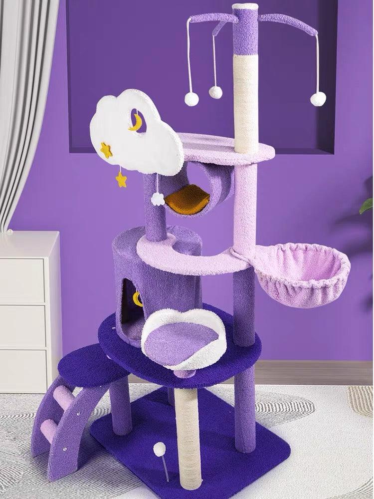 1.65m Star & Moon Cat Tree Tower Scratcher Scratching Post Condo House - Cat Factory Au