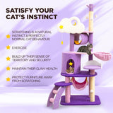 1.65m Star & Moon Cat Tree Tower Scratcher Scratching Post Condo House - Cat Factory Au