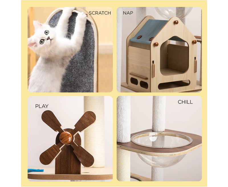 1.67cm Cat Tree Mega Cat Tower and Scratching Post - Windmill style - Cat Factory Au
