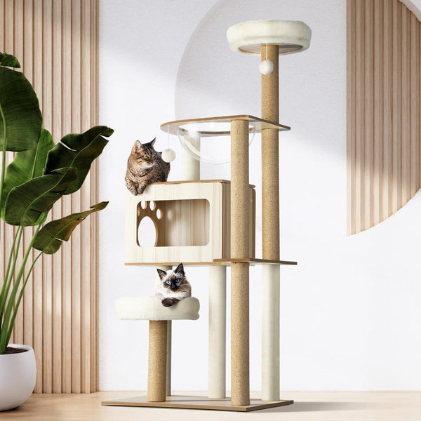 142cm Cat Tree Tower Scratching Post Scratcher Cats Condo House Bed Furniture 14v - Cat Factory Au