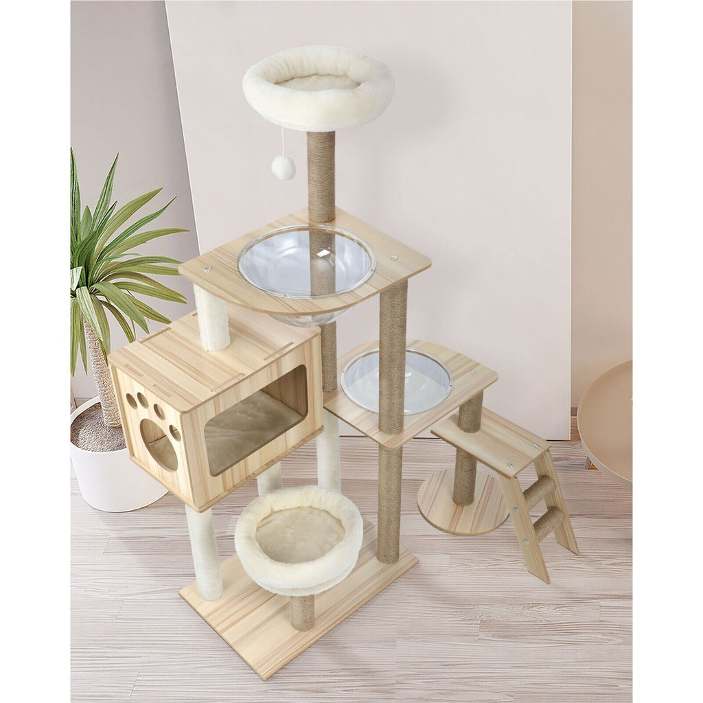 142cm Cat Tree/Tower Scratching Post Scratcher Cats Condo House Bed Wood