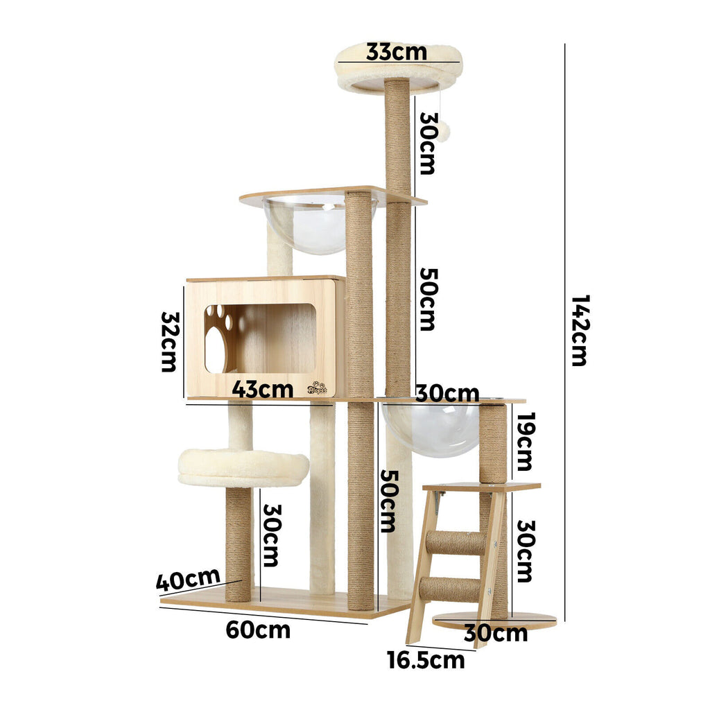 142cm Cat Tree/Tower Scratching Post Scratcher Cats Condo House Bed Wood