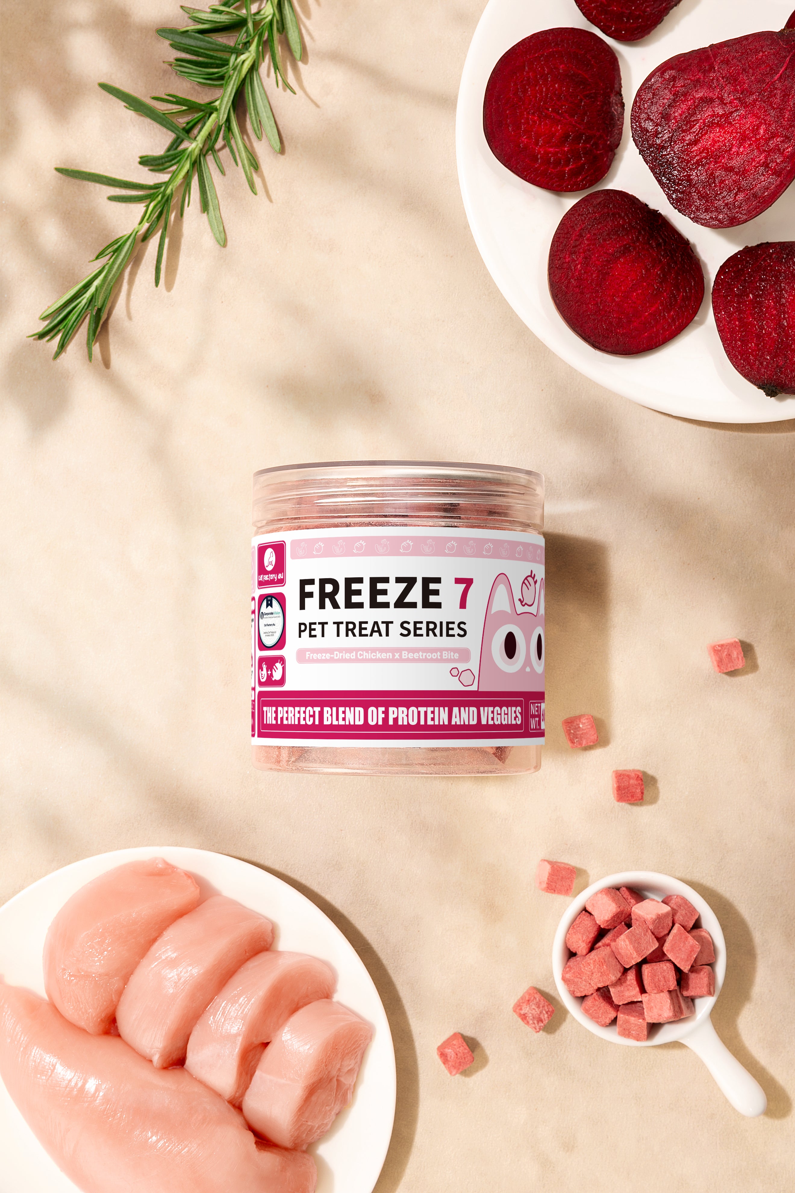 Freeze-Dried Chicken × Beetroot Bite (Cat Treat)