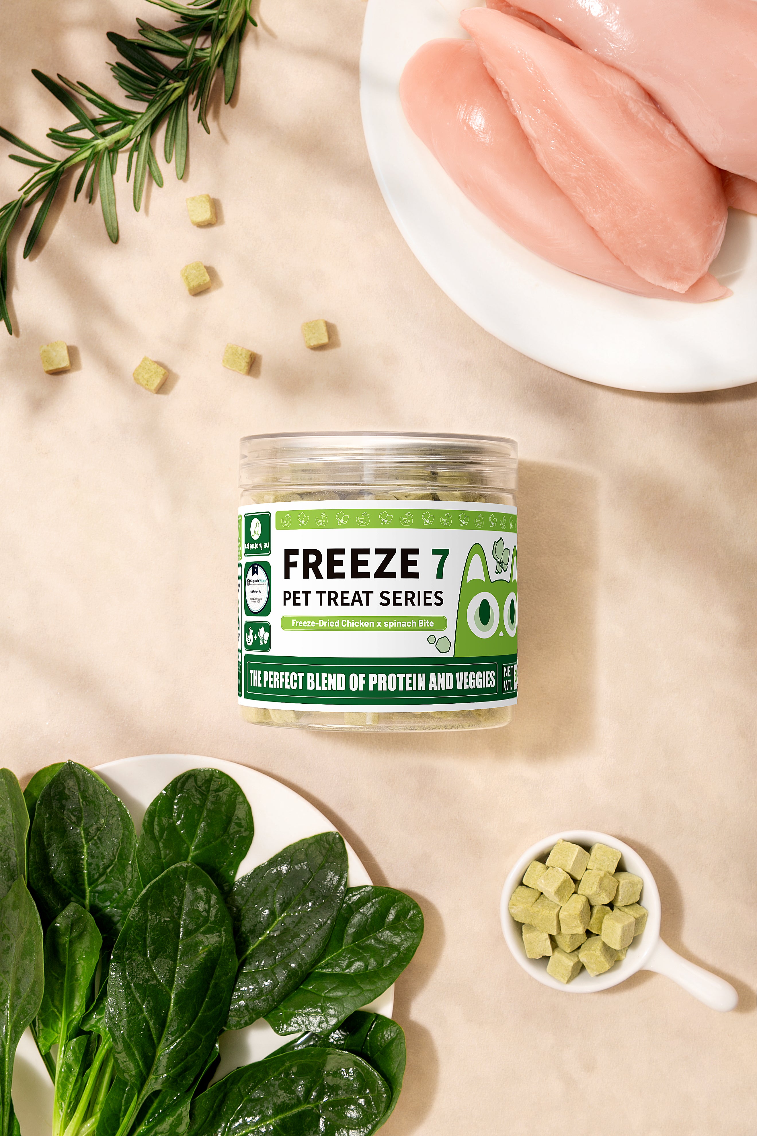 Freeze-Dried Chicken × Spinach Bite (Cat Treat)