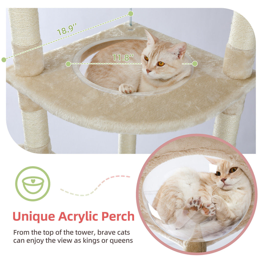 Scratching Post Floor to Ceiling Height Adjustable Cat Tree/Tower