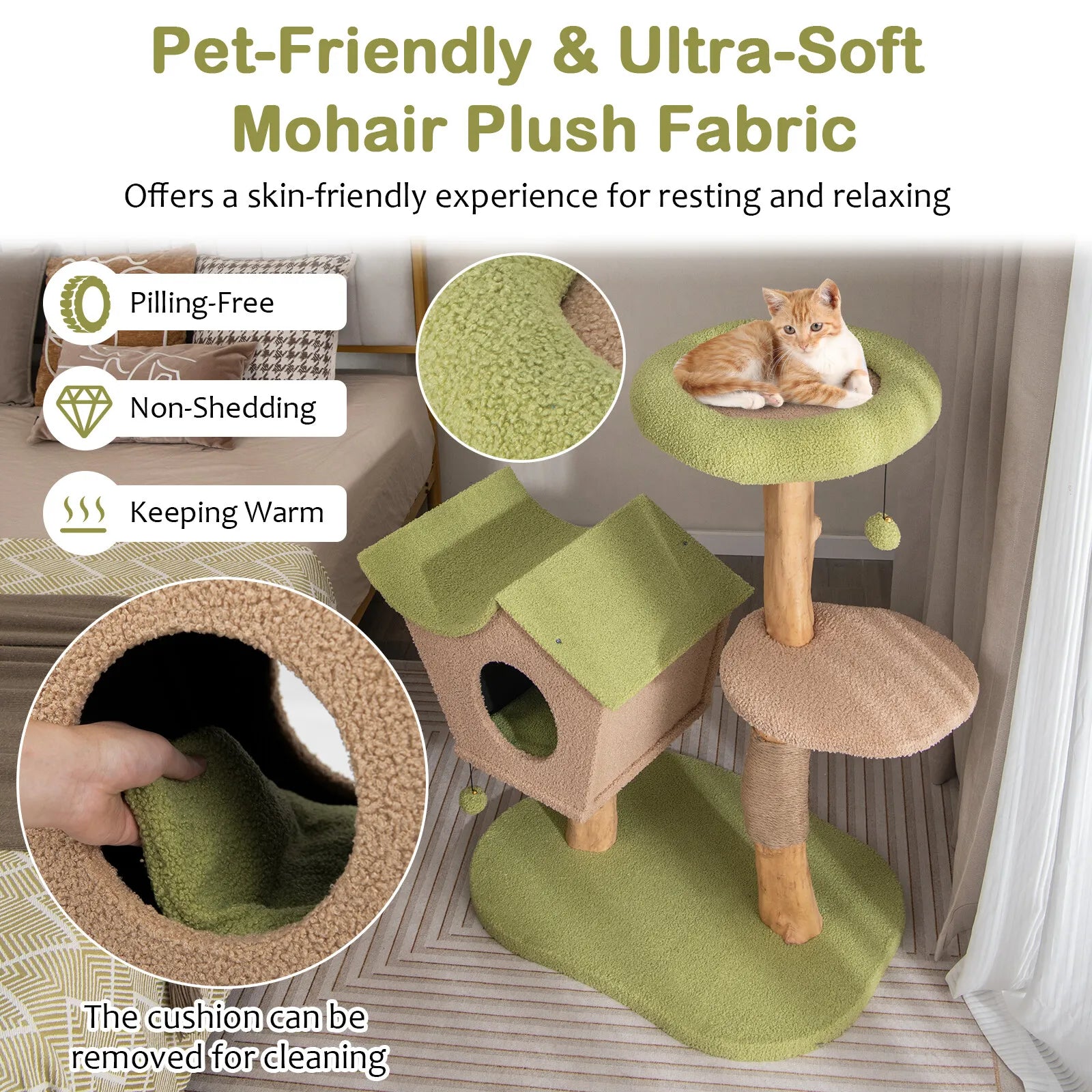 110cm Cat Tree Tower Activity Center w/Padded Top Perch Condo Scratching Posts