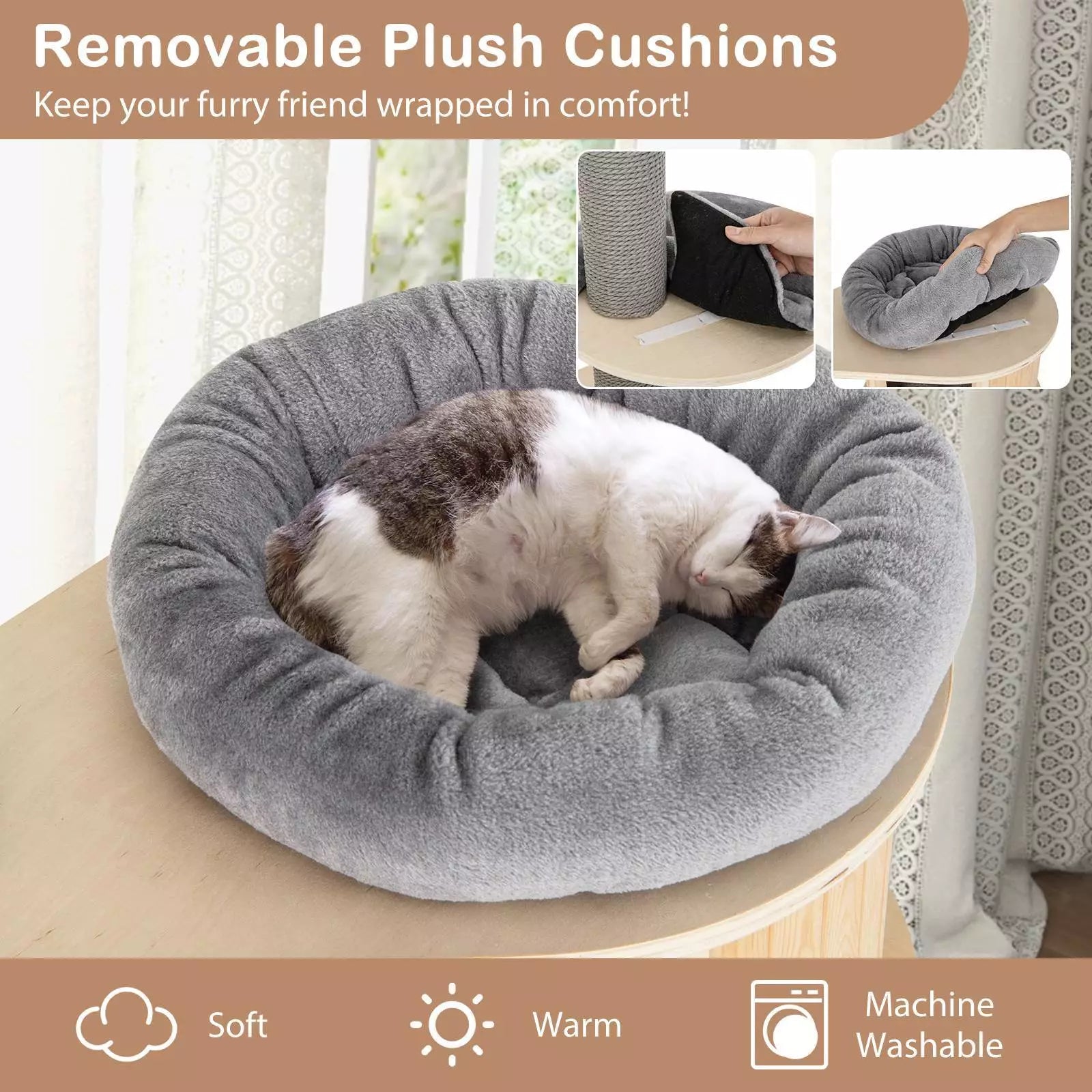 6-Tier Floor-to-Ceiling Cat Tree, 255-280cm Adjustable Height