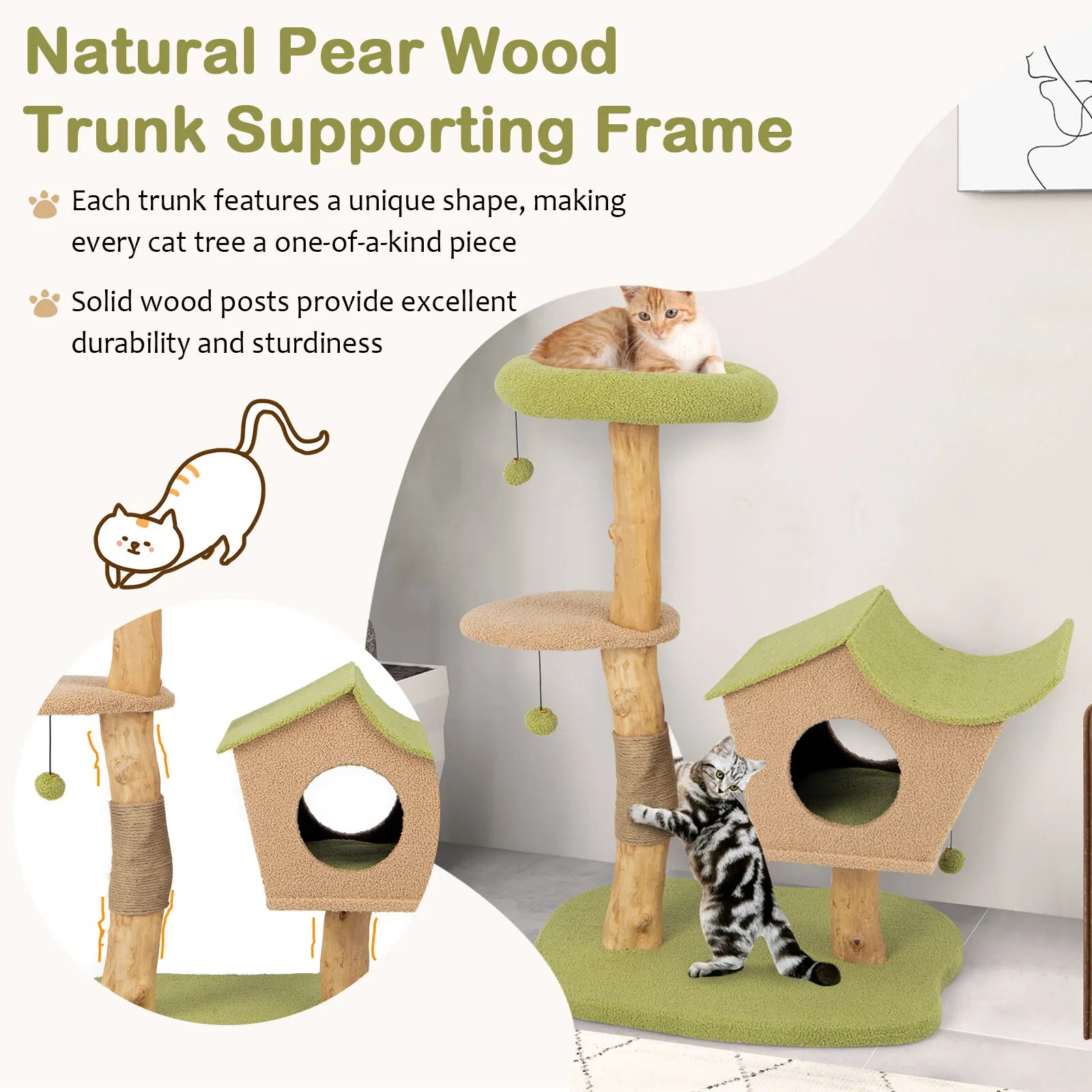110cm Cat Tree Tower Activity Center w/Padded Top Perch Condo Scratching Posts