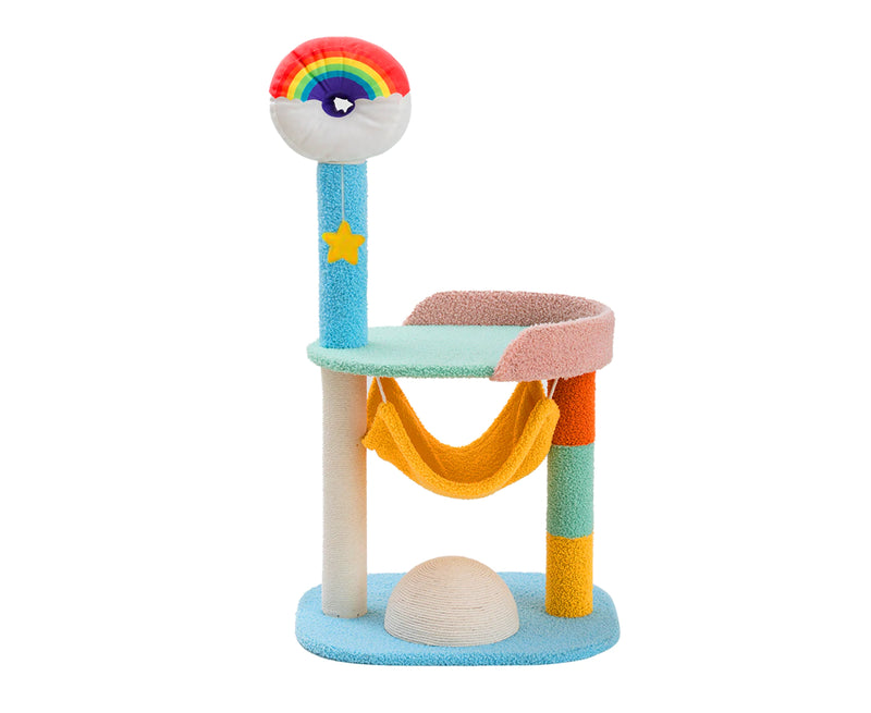 86cm Cat Tree Tower and Scratching Post Rainbow style - Cat Factory Au