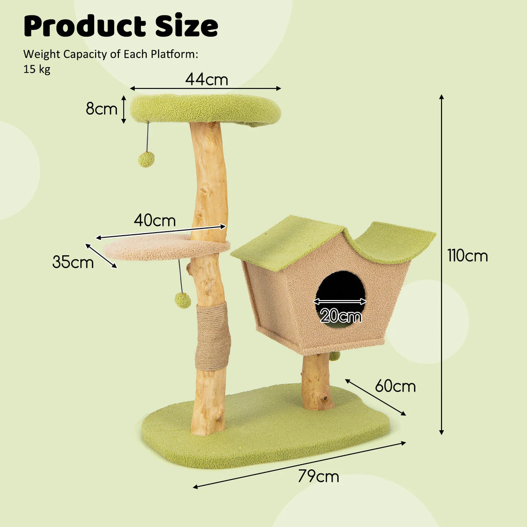 110cm Cat Tree Tower Activity Center w/Padded Top Perch Condo Scratching Posts