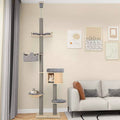 6-Tier Floor-to-Ceiling Cat Tree, 255-280cm Adjustable Height