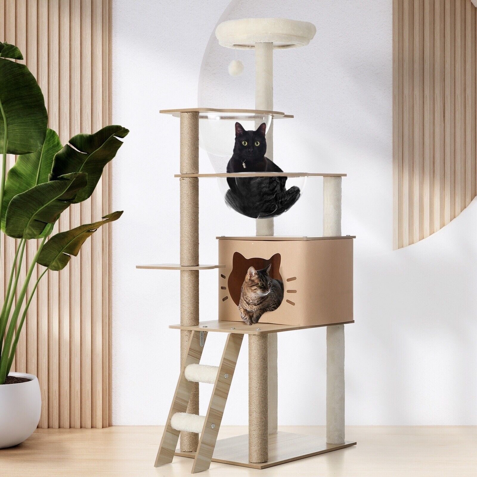 145cm Cat Tree/Tower Scratching Post Wood Scratcher Condo Detachable House