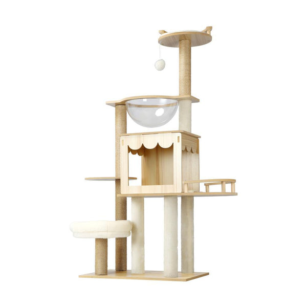 Cat Tree 131cm Cat Tower with Cat Scratching Post and Cat Condo - Cat Factory Au