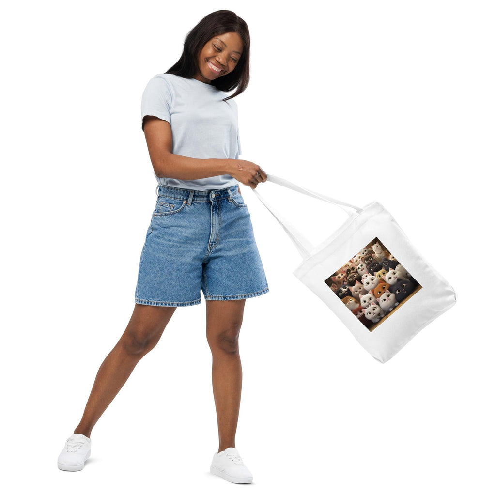 Cotton tote bag - "Feline Glee in a Million" - Cat Factory Au