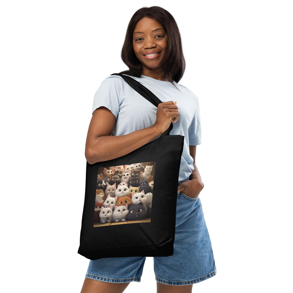 Cotton tote bag - "Feline Glee in a Million" - Cat Factory Au