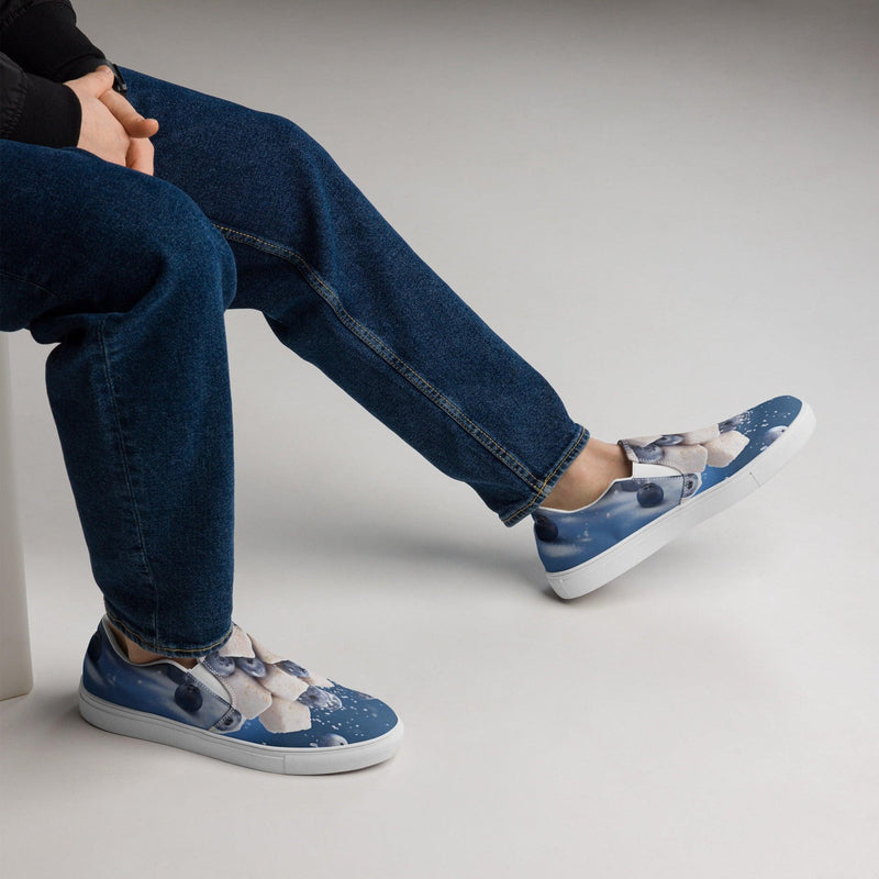 Men’s slip-on canvas shoes - "Blueberry Tofu Treasures" - Cat Factory Au