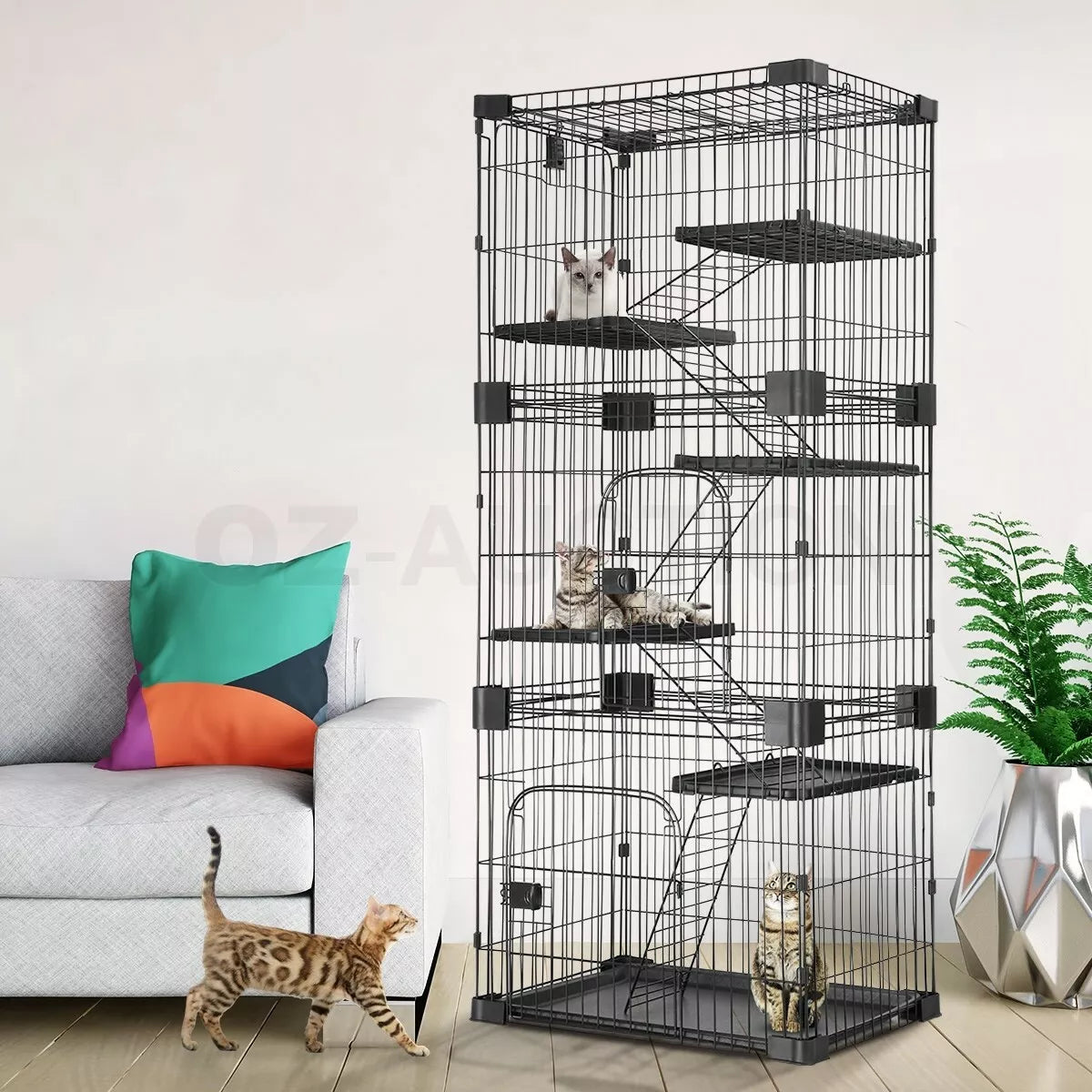 Large 5 Level Wired Pet Enclosure For Cats & Rabbits
