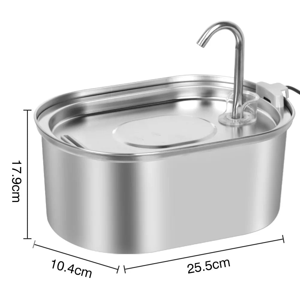 304 Stainless Steel Water Fountain Pet Drinking Dispenser with Filter