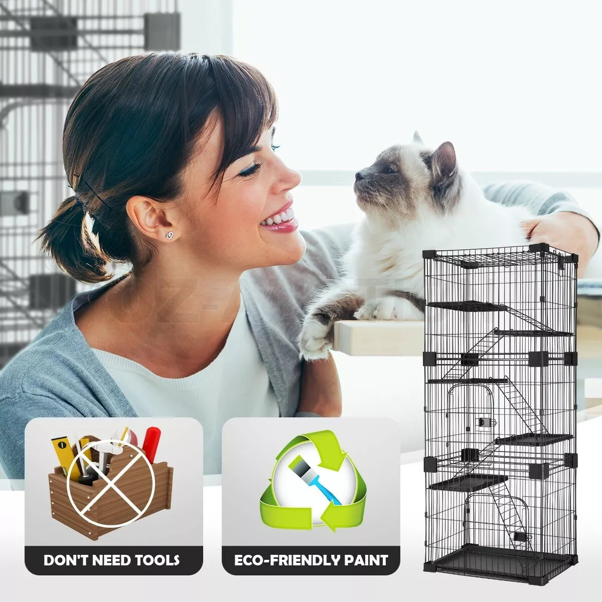 Large 5 Level Wired Pet Enclosure For Cats & Rabbits