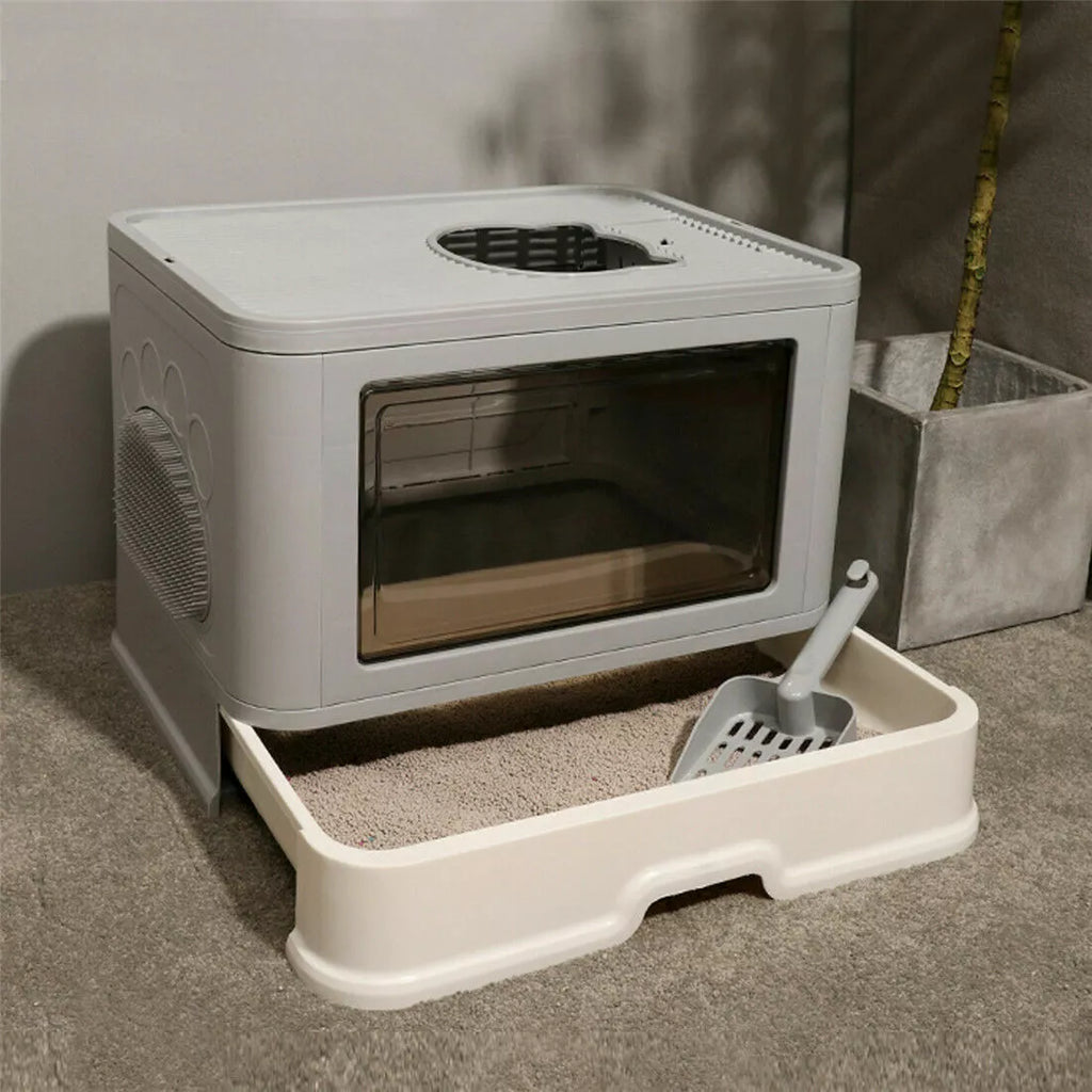 XXL Large Full Enclosed Cat Litter Box Pull Out Drawer Style with Massage Scoop
