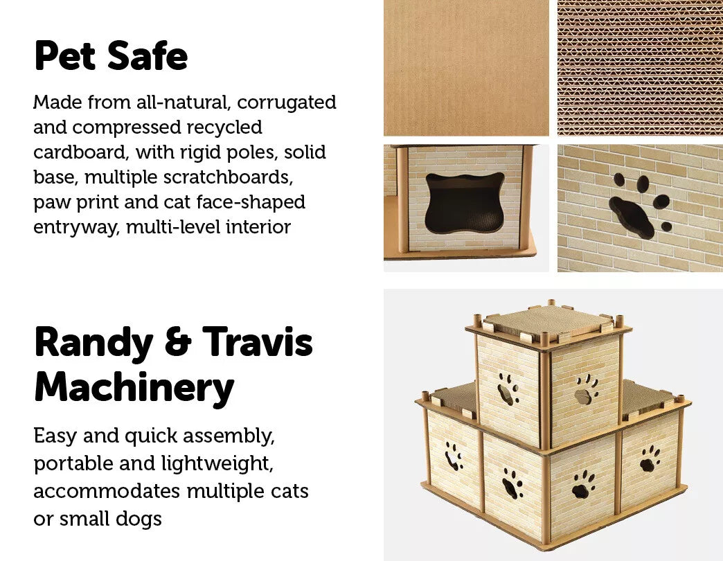 Cat Cardboard House Tower Condo Scratcher Pet Post Pad Mat Furniture