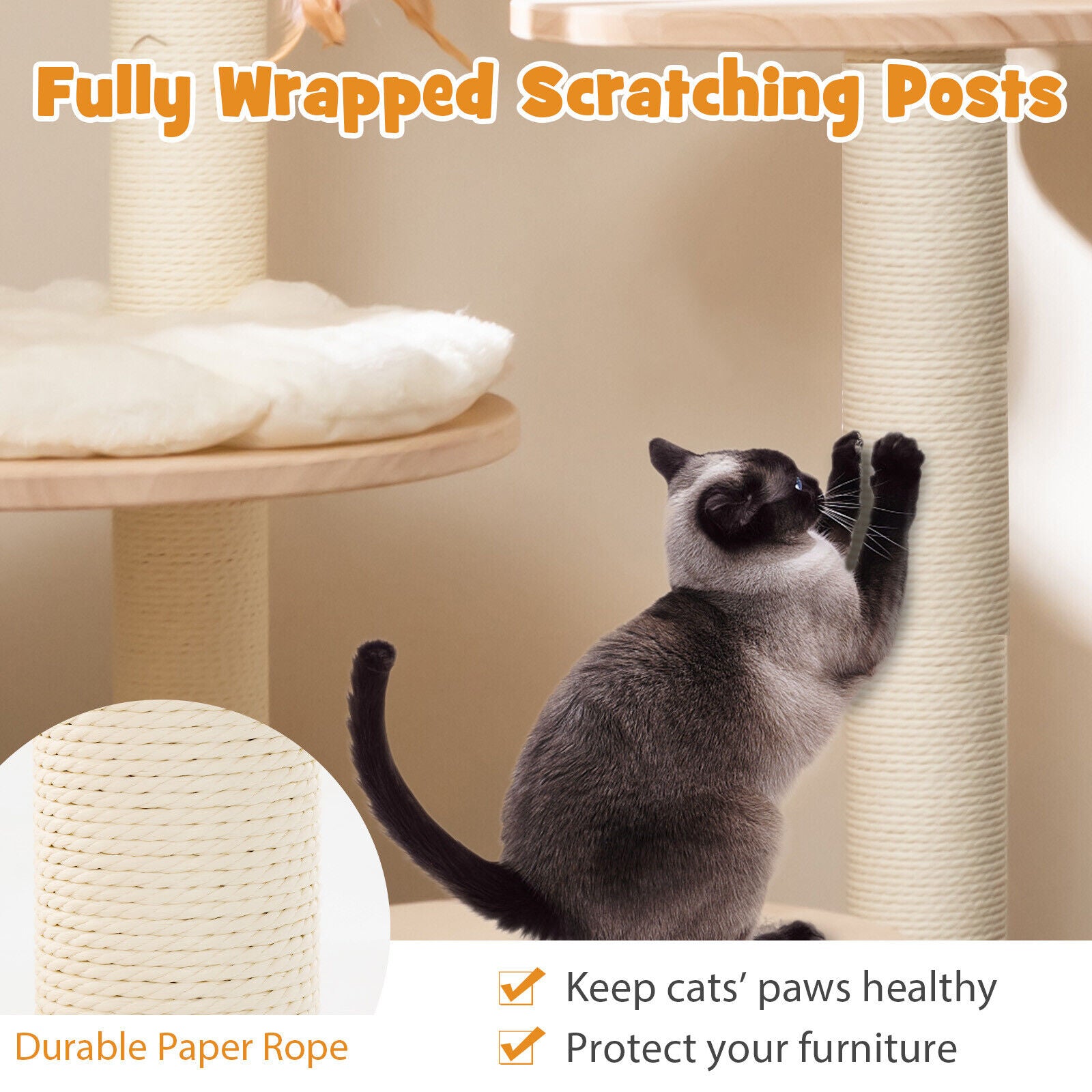146cm Cat Tree 4-in-1 Large Wooden Cat Tower with Capsule Nest
