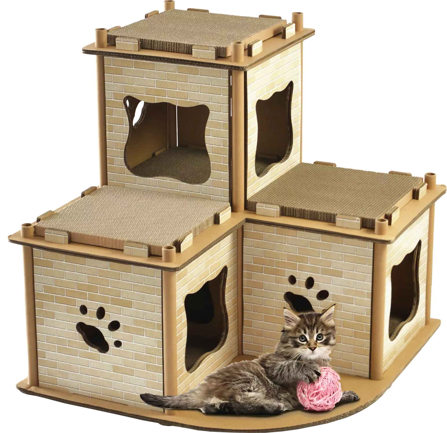 Cat Cardboard House Tower Condo Scratcher Pet Post Pad Mat Furniture