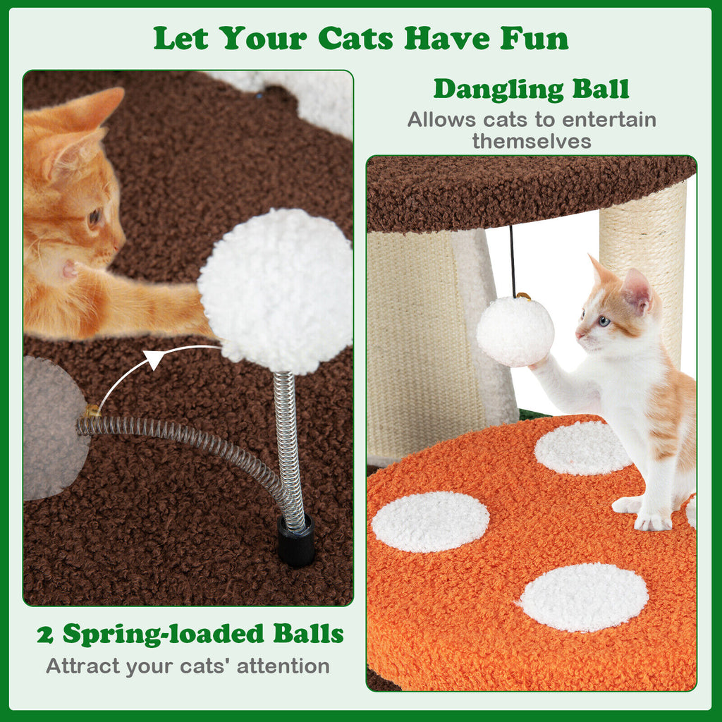 146CM Cat Tree Sisal Scratch Board & Post Padded Perch Hanging Toys Modern