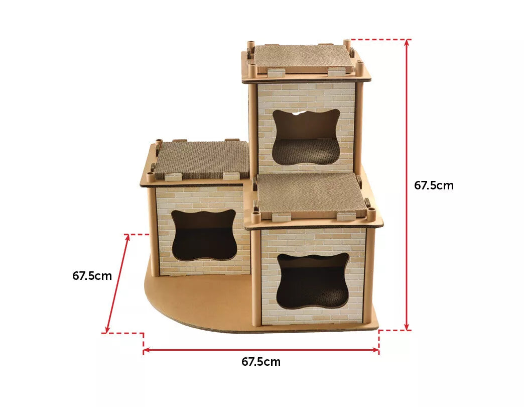 Cat Cardboard House Tower Condo Scratcher Pet Post Pad Mat Furniture