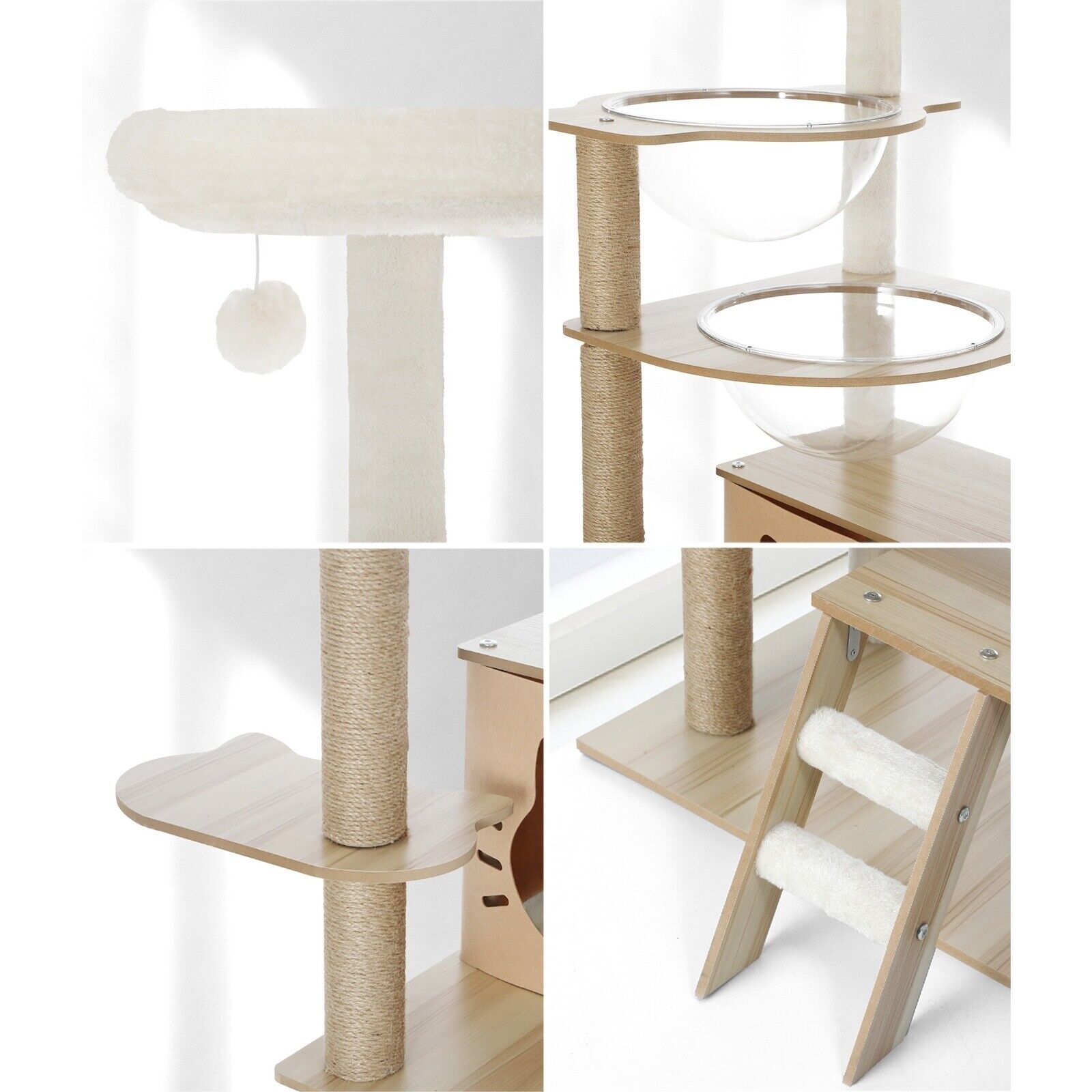 145cm Cat Tree/Tower Scratching Post Wood Scratcher Condo Detachable House
