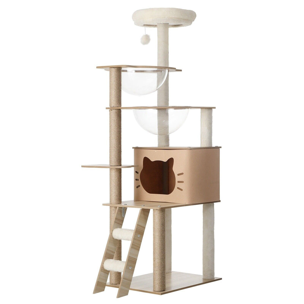 145cm Cat Tree/Tower Scratching Post Wood Scratcher Condo Detachable House