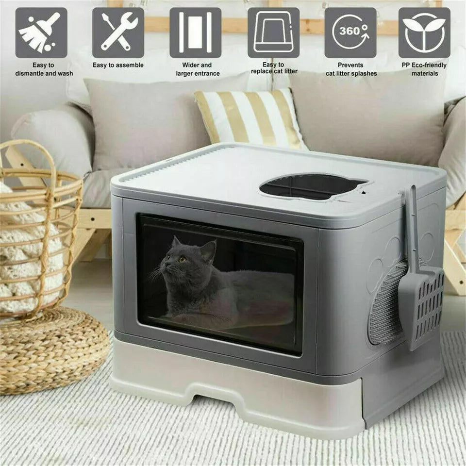 XXL Large Full Enclosed Cat Litter Box Pull Out Drawer Style with Massage Scoop