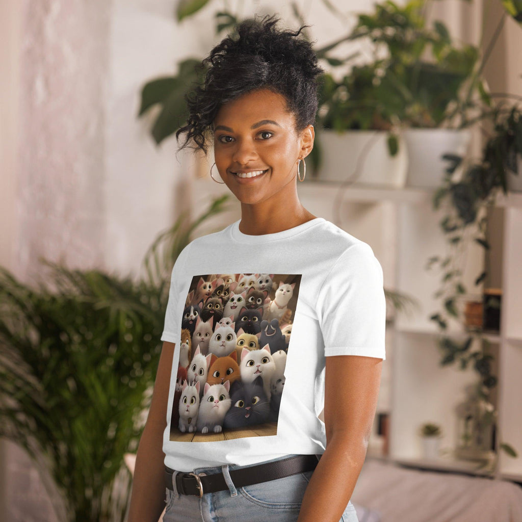 Short-Sleeve Unisex T-Shirt - "Feline Glee in a Million" - Cat Factory Au