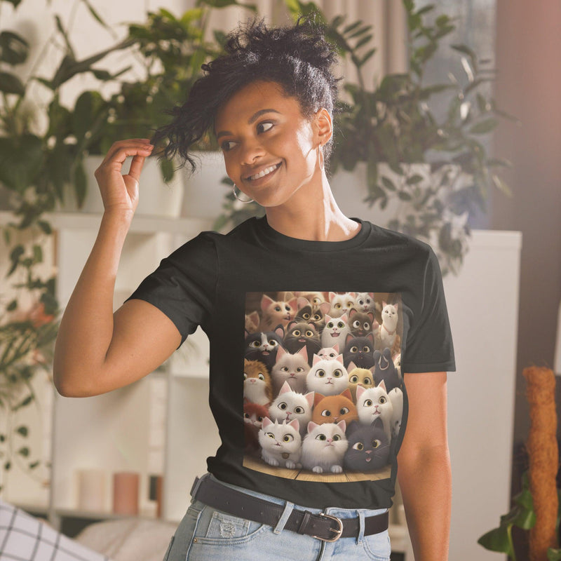 Short-Sleeve Unisex T-Shirt - "Feline Glee in a Million" - Cat Factory Au