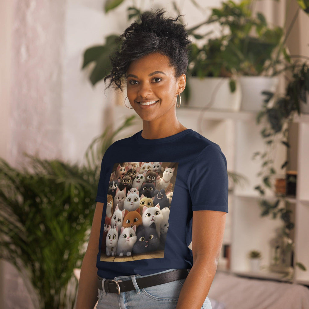 Short-Sleeve Unisex T-Shirt - "Feline Glee in a Million" - Cat Factory Au