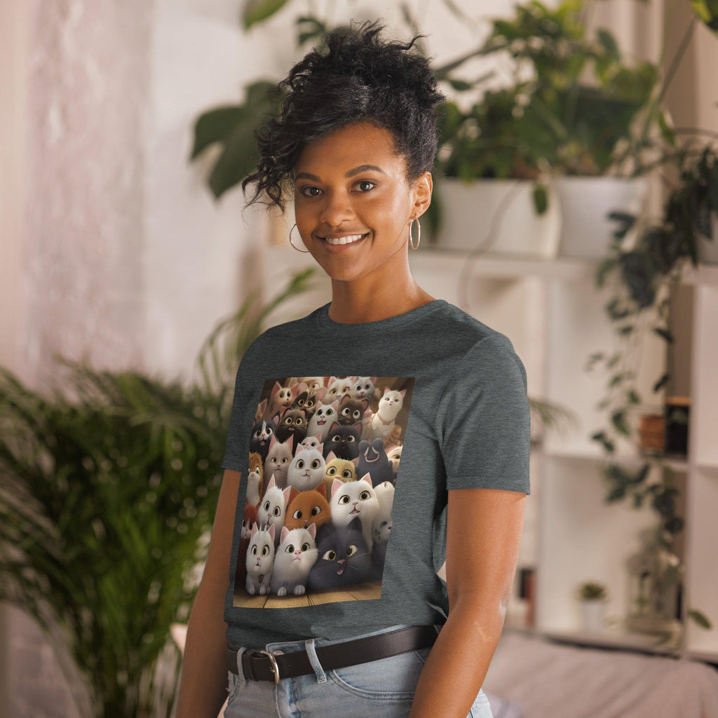 Short-Sleeve Unisex T-Shirt - "Feline Glee in a Million" - Cat Factory Au