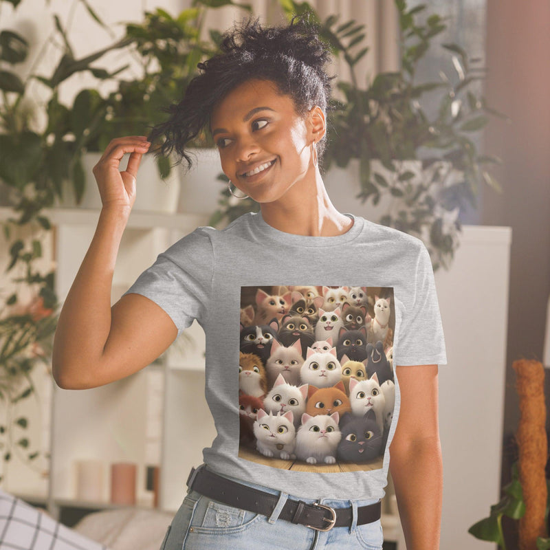 Short-Sleeve Unisex T-Shirt - "Feline Glee in a Million" - Cat Factory Au