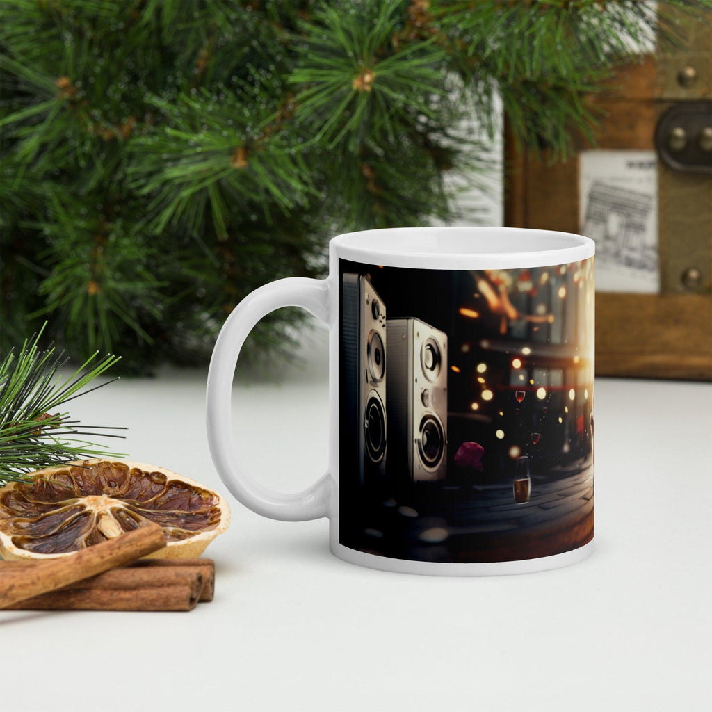 White glossy mug - "City Groove & Uncle Paws" - Cat Factory Au