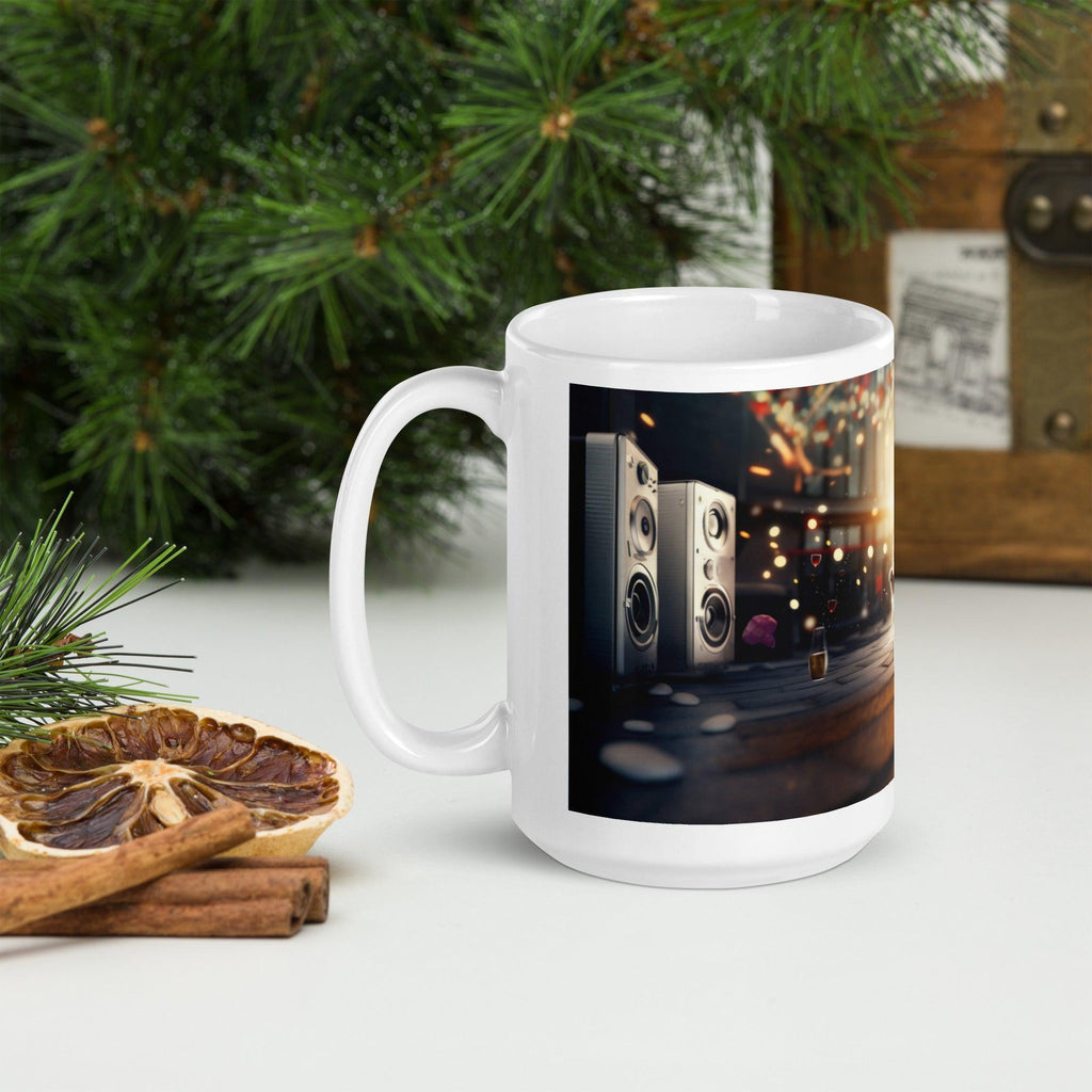 White glossy mug - "City Groove & Uncle Paws" - Cat Factory Au