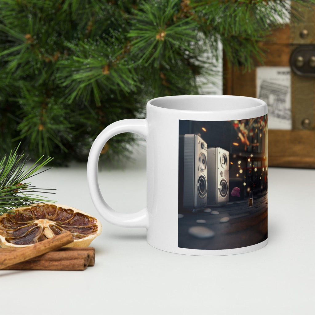White glossy mug - "City Groove & Uncle Paws" - Cat Factory Au