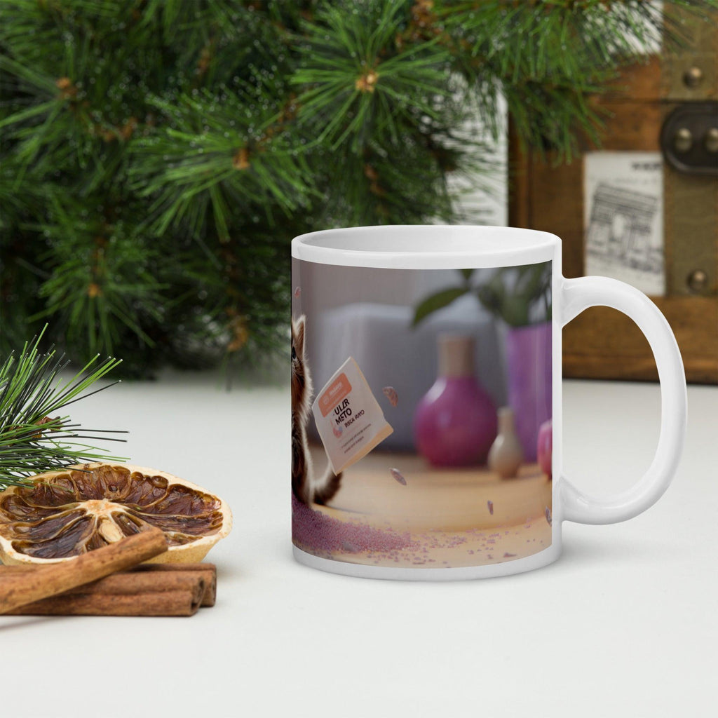 White glossy mug - "Mystic Sprinkle" - Cat Factory Au