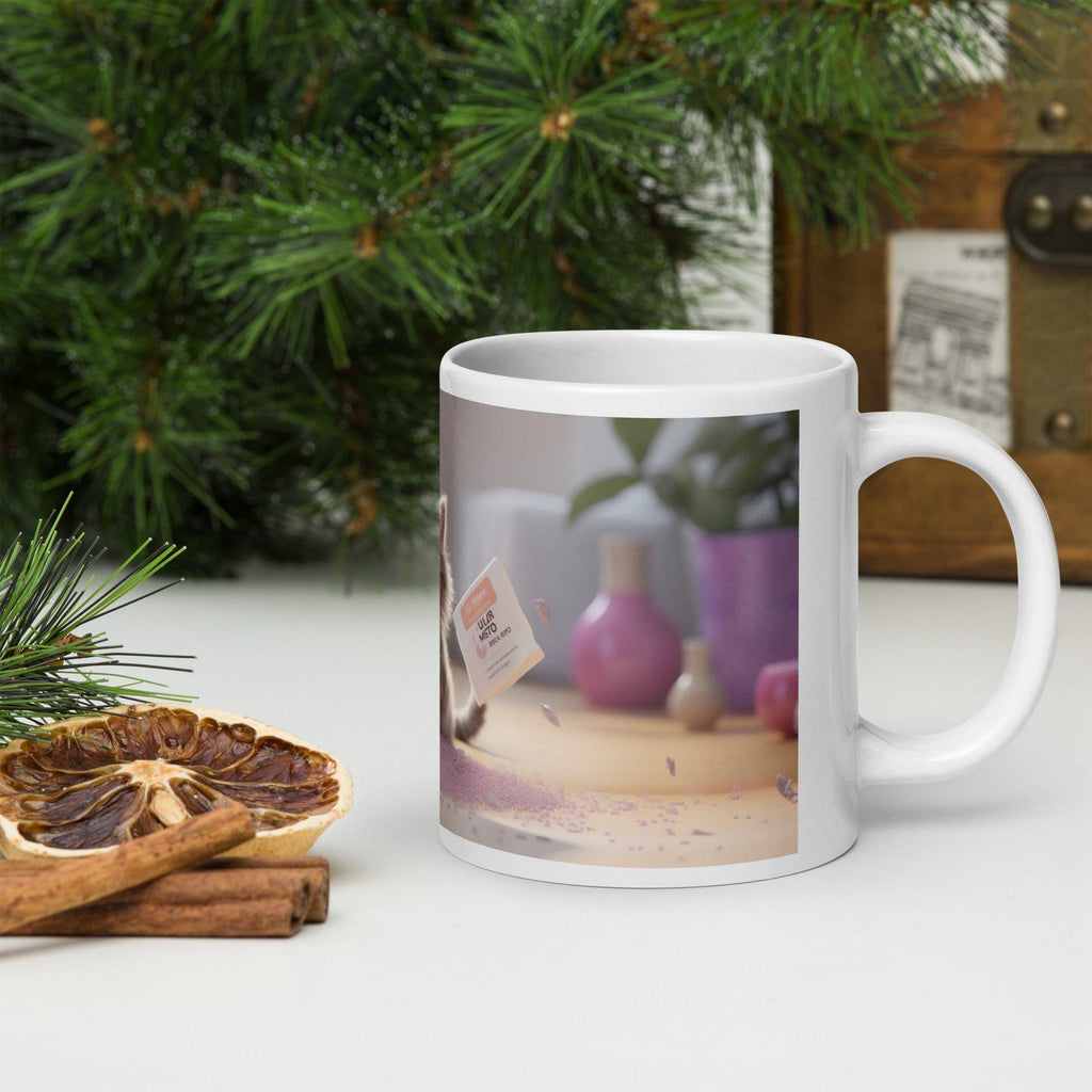 White glossy mug - "Mystic Sprinkle" - Cat Factory Au